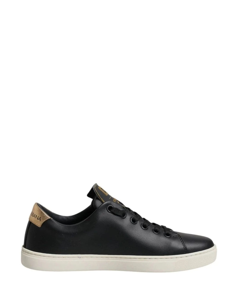 Dolce & Gabbana Black Leather Heart Sneakers Shoes Sneakers