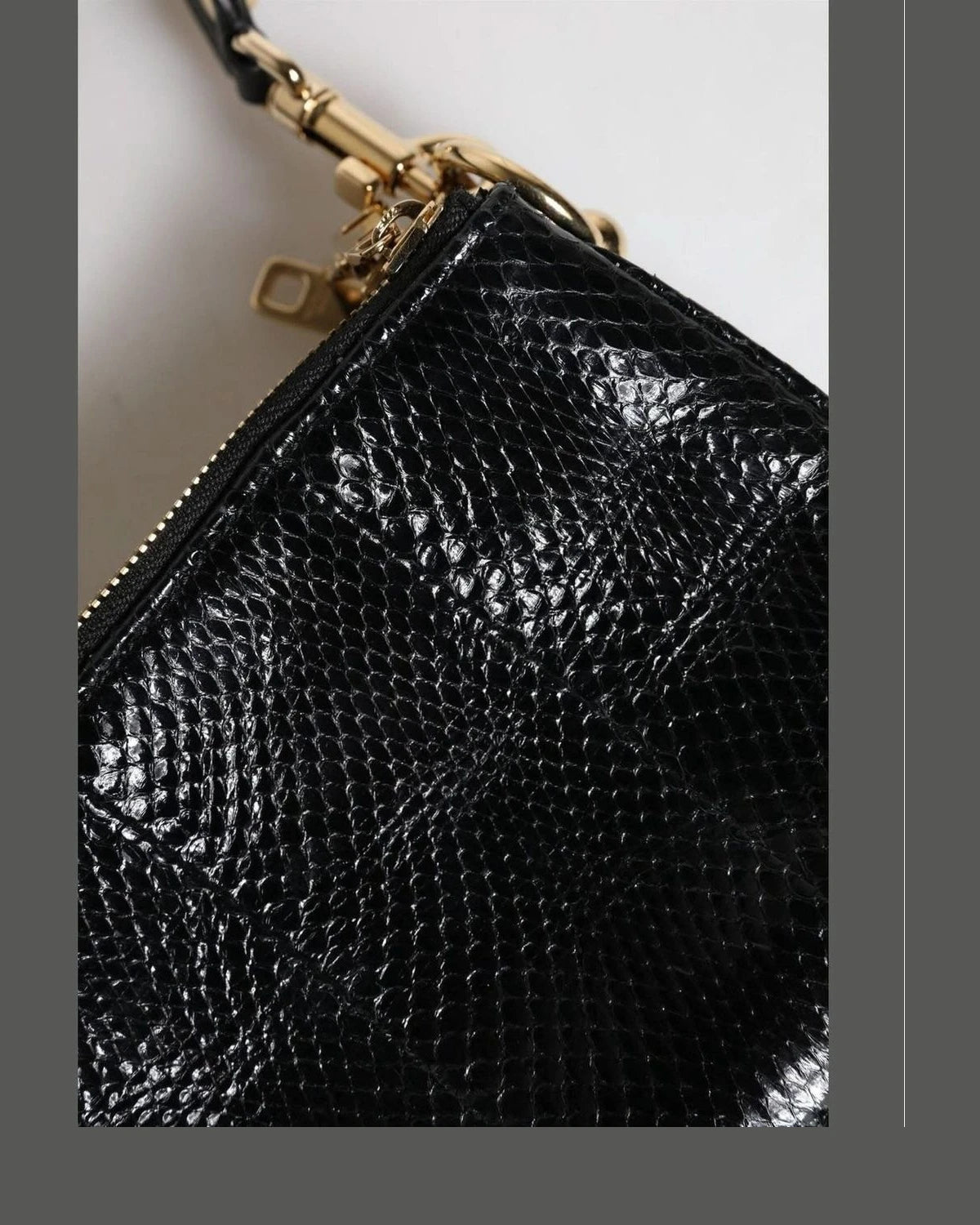 Dolce & Gabbana Black Leather Exotic Shoulder Sling Clutch Bag Shoulder Bags