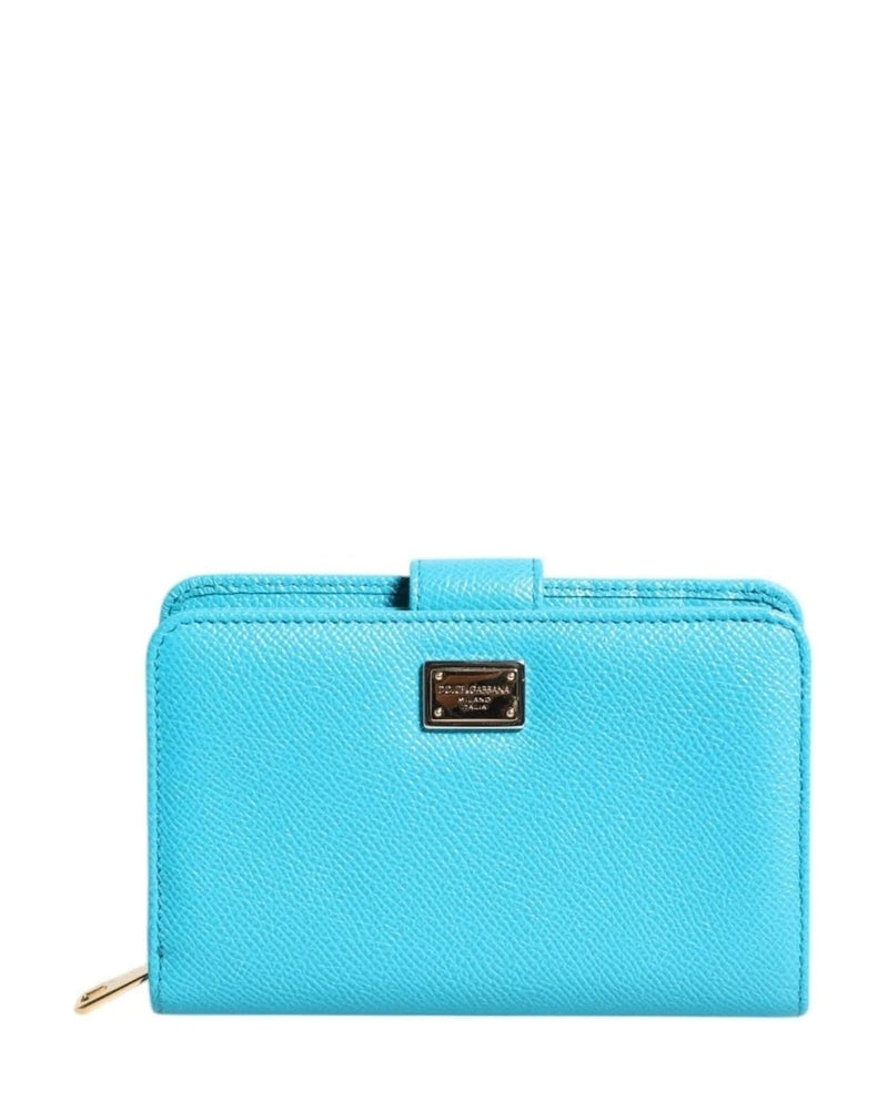 Dolce & Gabbana Light Blue Leather Bifold Continental Clutch Wallet Wallets