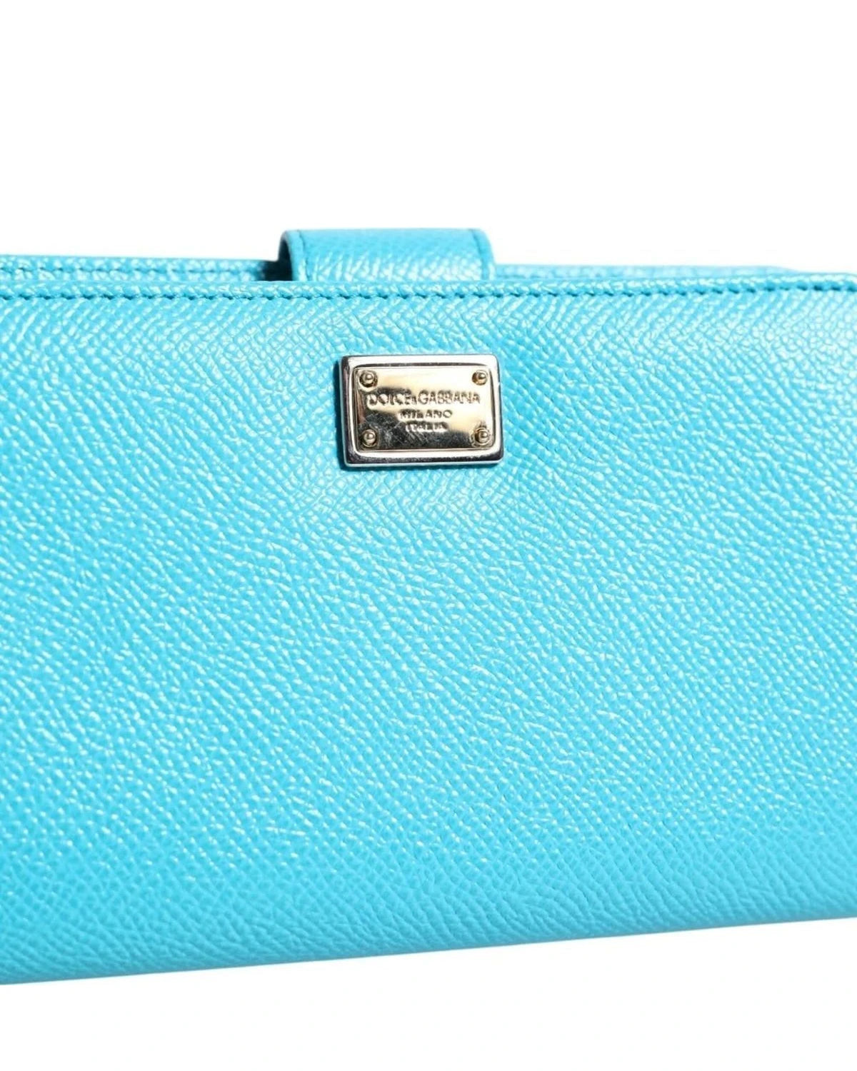 Dolce & Gabbana Light Blue Leather Bifold Continental Clutch Wallet Wallets