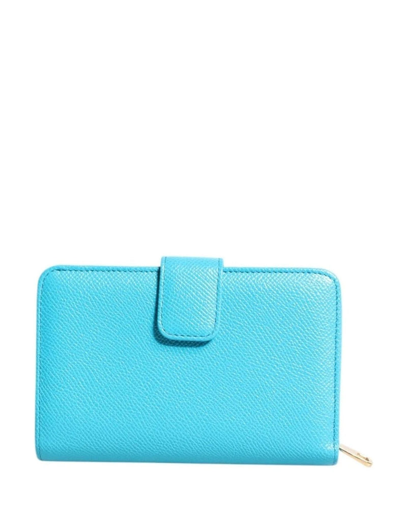 Dolce & Gabbana Light Blue Leather Bifold Continental Clutch Wallet Wallets
