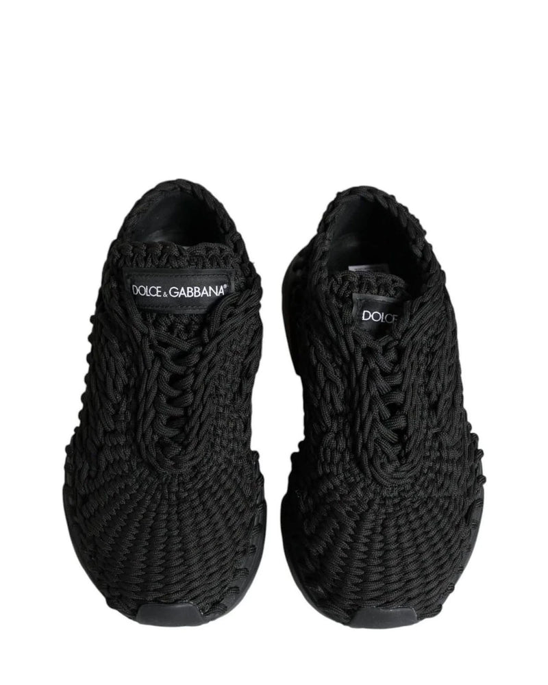 Dolce & Gabbana Black Knitted Daymaster Sneakers Shoes Sneakers