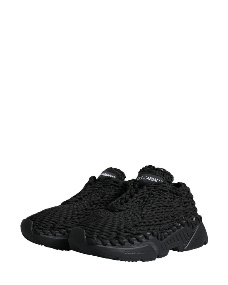 Dolce & Gabbana Black Knitted Daymaster Sneakers Shoes Sneakers