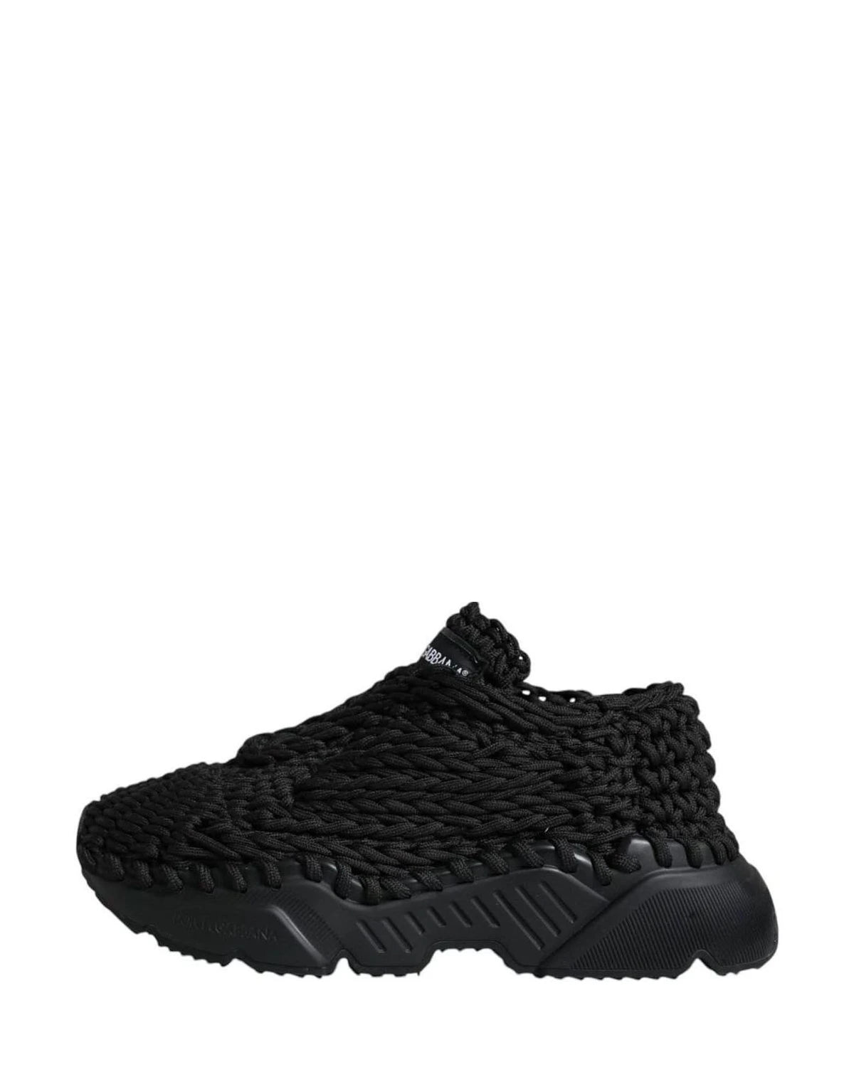 Dolce & Gabbana Black Knitted Daymaster Sneakers Shoes Sneakers