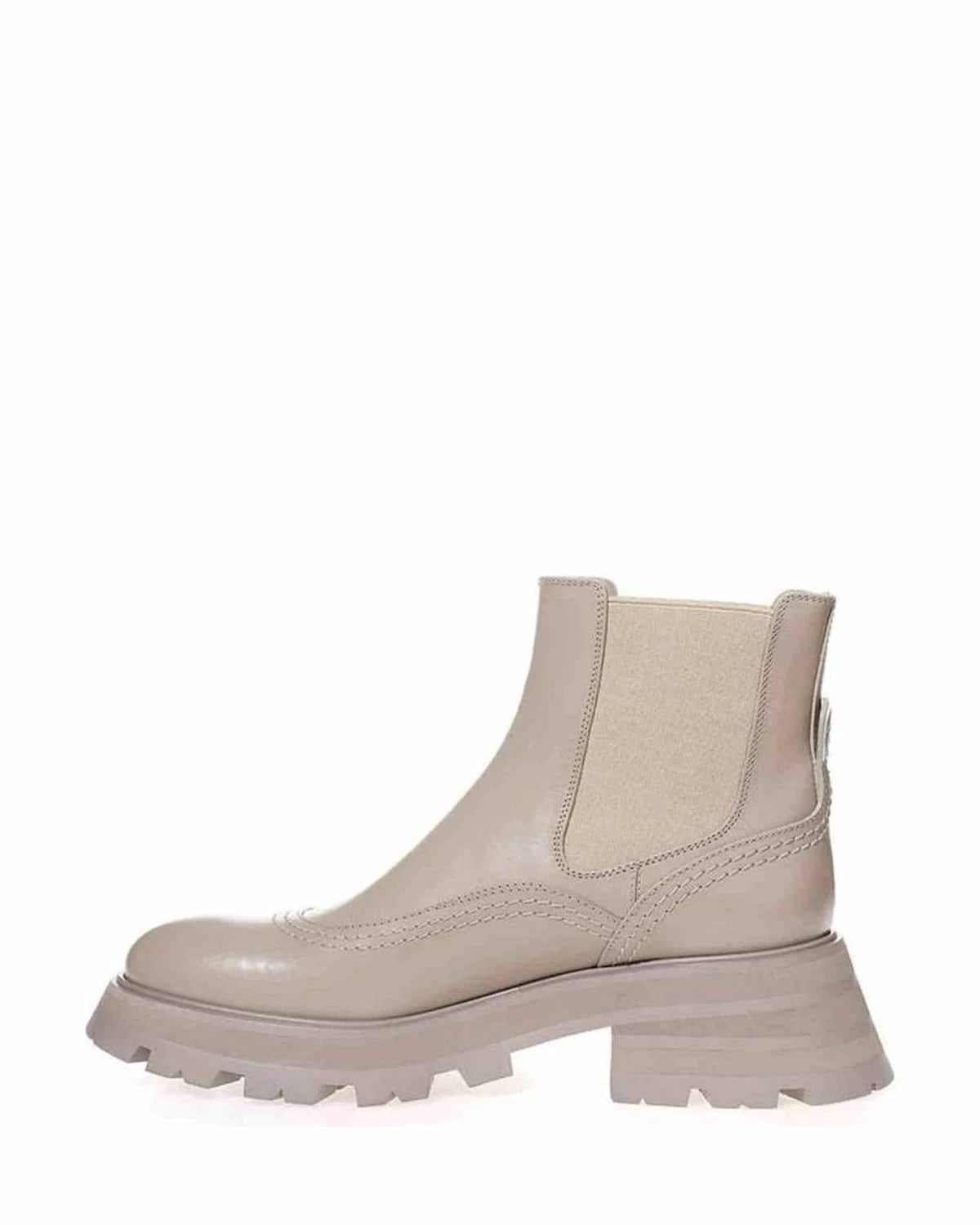 Alexander Mcqueen Gray Leather Chic Boots For Elegant Steps Boots