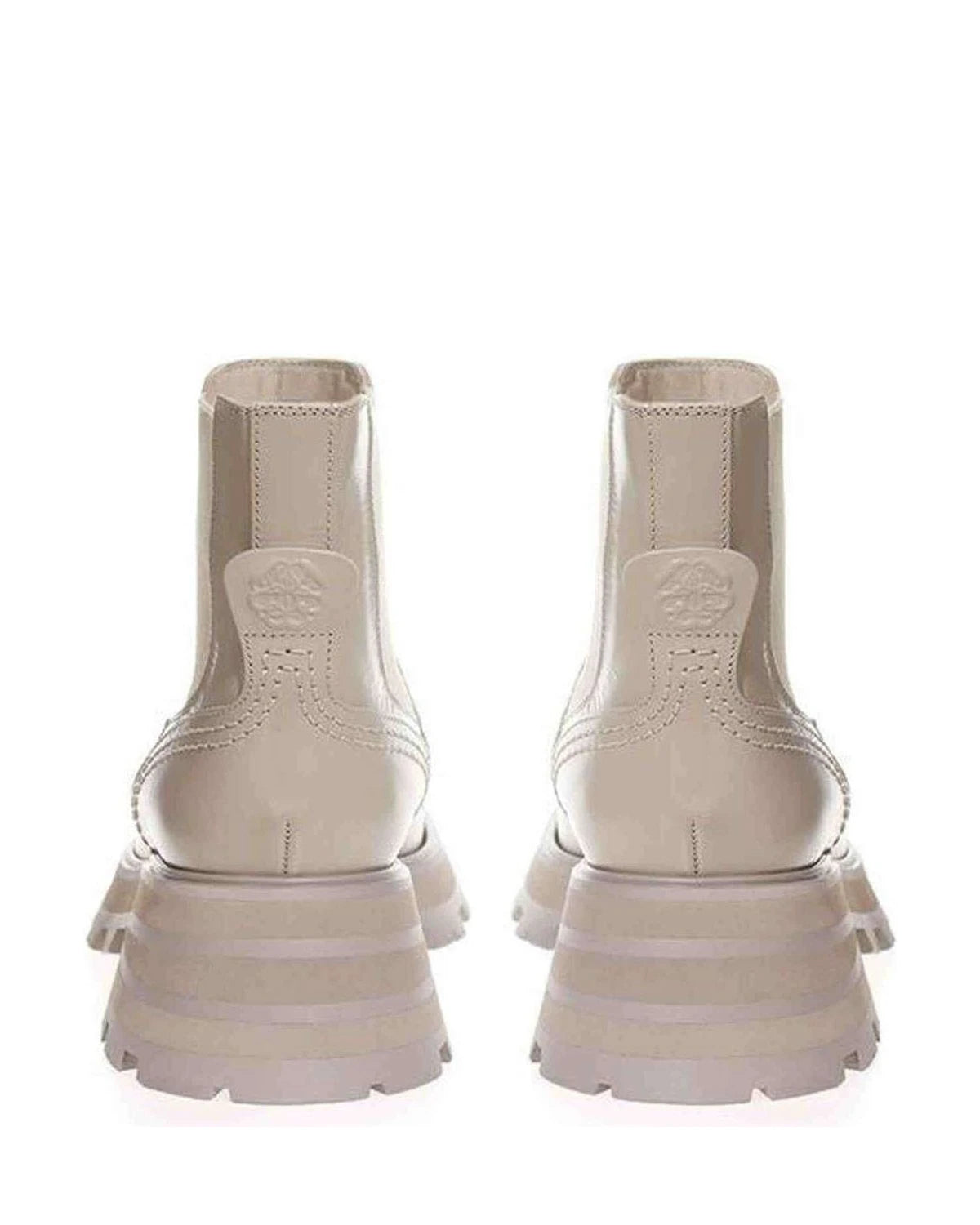 Alexander Mcqueen Gray Leather Chic Boots For Elegant Steps Boots