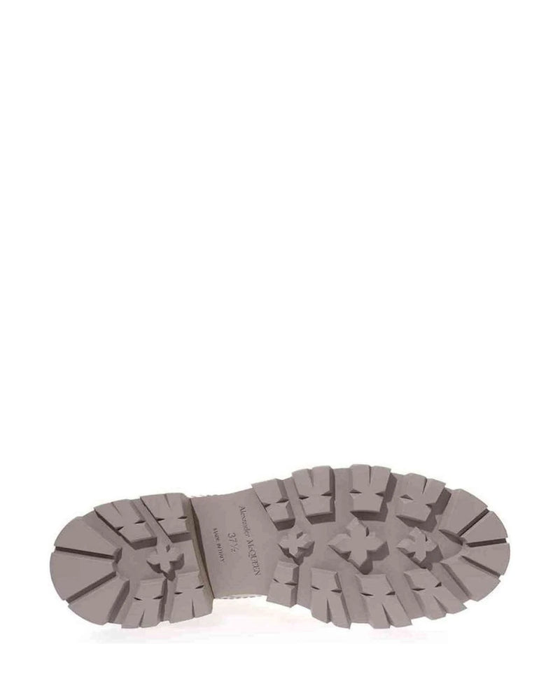 Alexander Mcqueen Gray Leather Chic Boots For Elegant Steps Boots