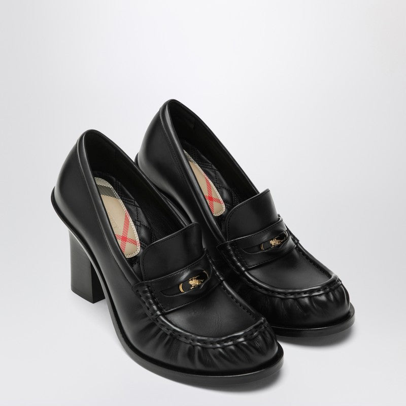 Burberry Black Leather Cadet Loafers Heel Glam Steals