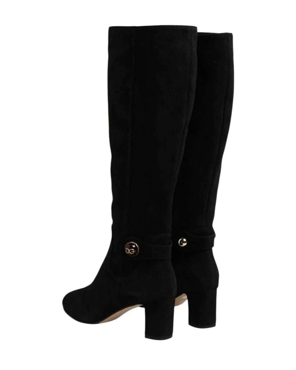 Dolce & Gabbana Black Suede Leather Knee High Boots Shoes Boots