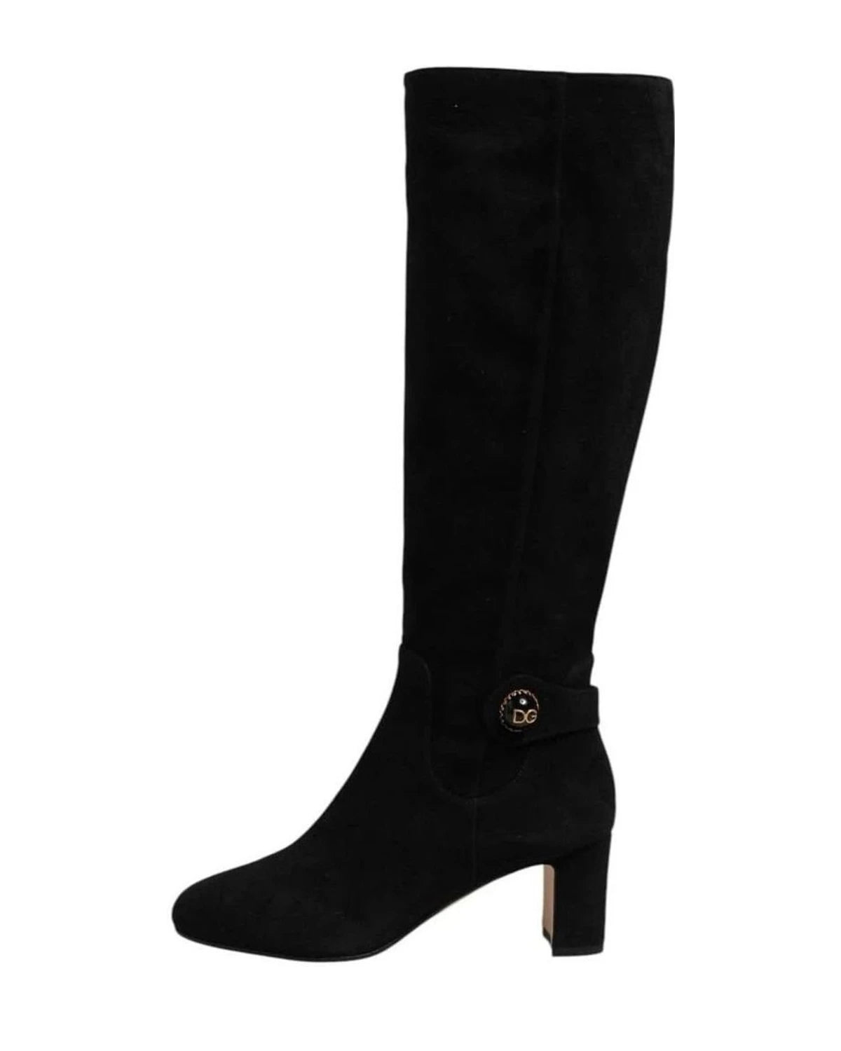 Dolce & Gabbana Black Suede Leather Knee High Boots Shoes Boots