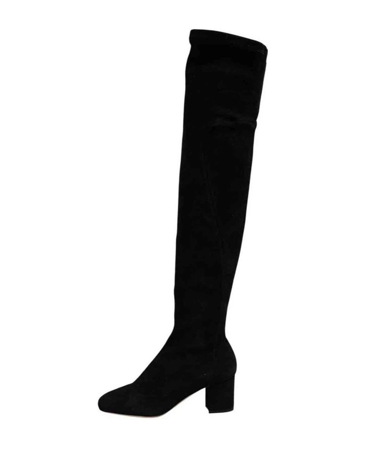 Dolce & Gabbana Black Suede Leather Knee High Boots Shoes Boots