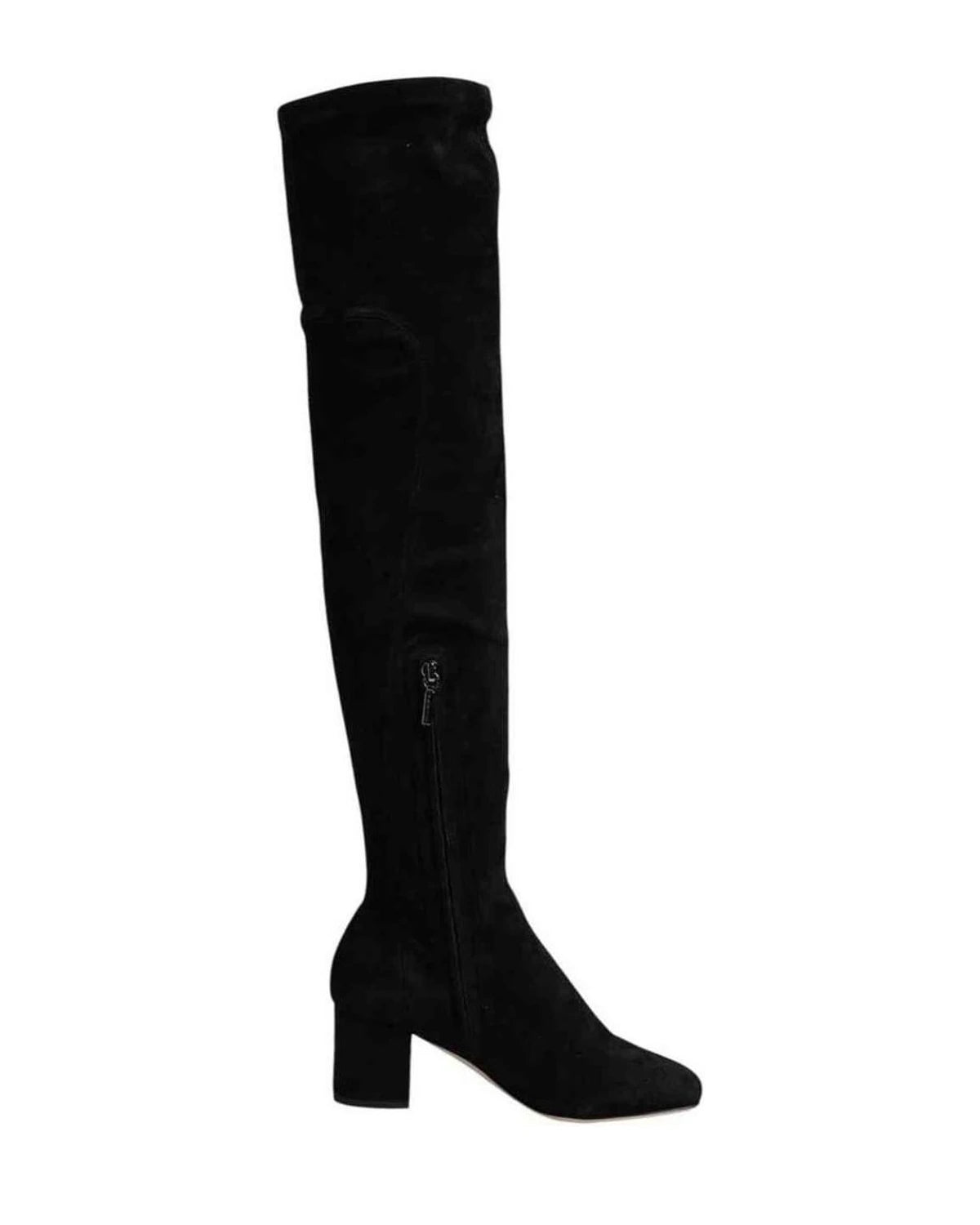 Dolce & Gabbana Black Suede Leather Knee High Boots Shoes Boots