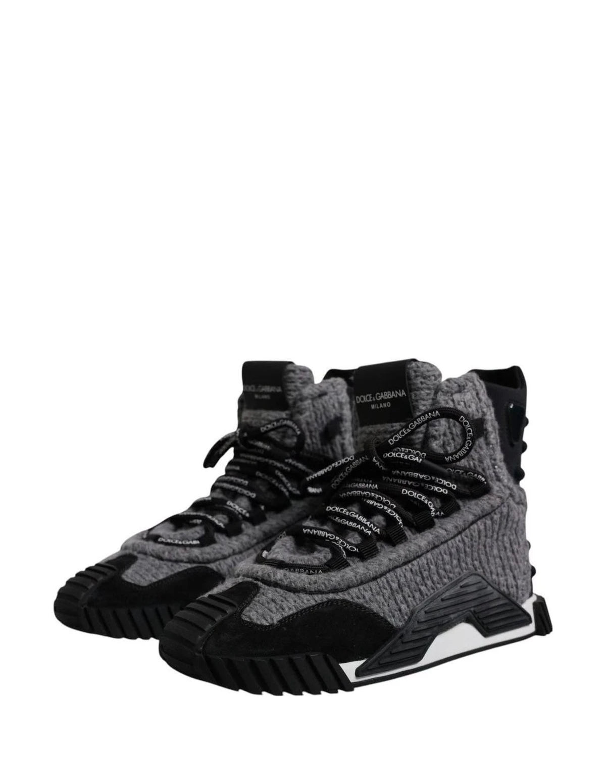 Dolce & Gabbana Black Gray Ns1 High Top Boots Sneakers Shoes Boots