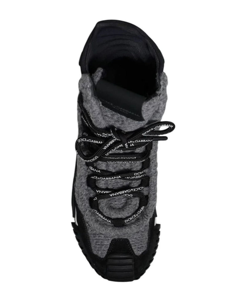 Dolce & Gabbana Black Gray Ns1 High Top Boots Sneakers Shoes Boots