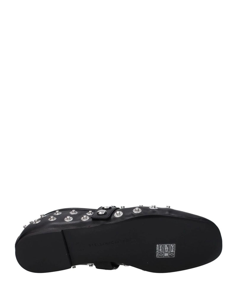 Stella Mccartney Black Leather Ballet Flats Flats