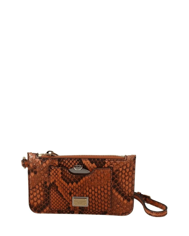 Dolce & Gabbana Leather Elegant Python Patterned Wristlet Glam Steals