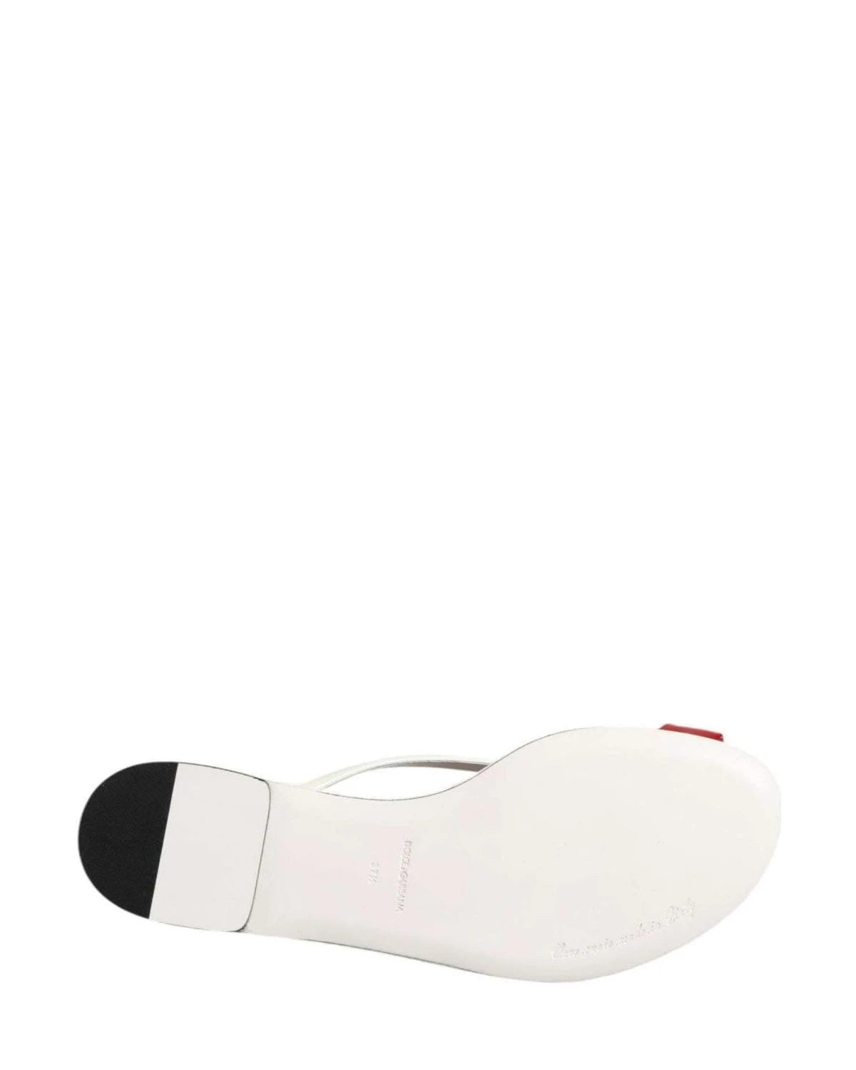 Dolce & Gabbana White Leather Red Keira Flower Sandals Shoes Sandals