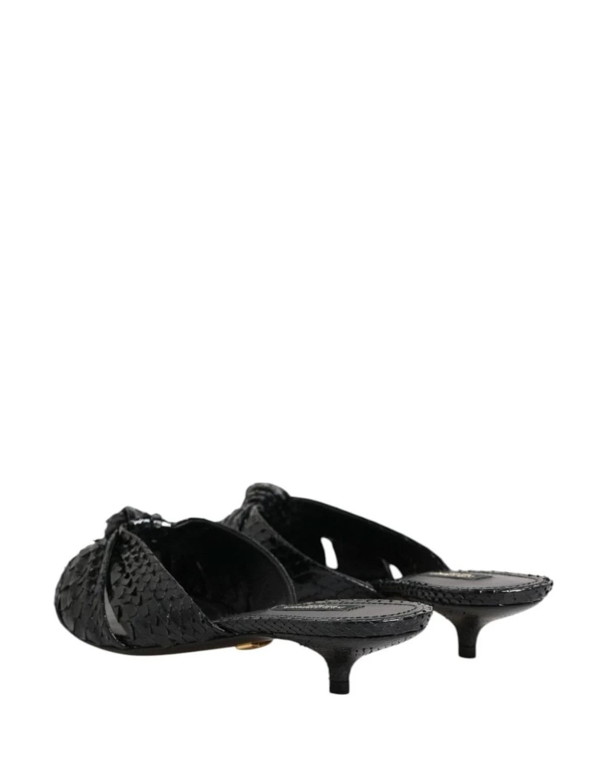 Dolce & Gabbana Black Leather Heels Slides Sandals Shoes Heels