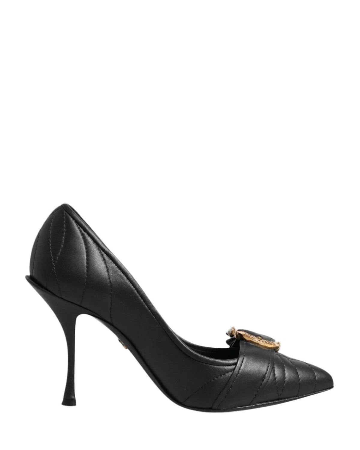 Dolce & Gabbana Black Leather Devotion Heels Pumps Shoes