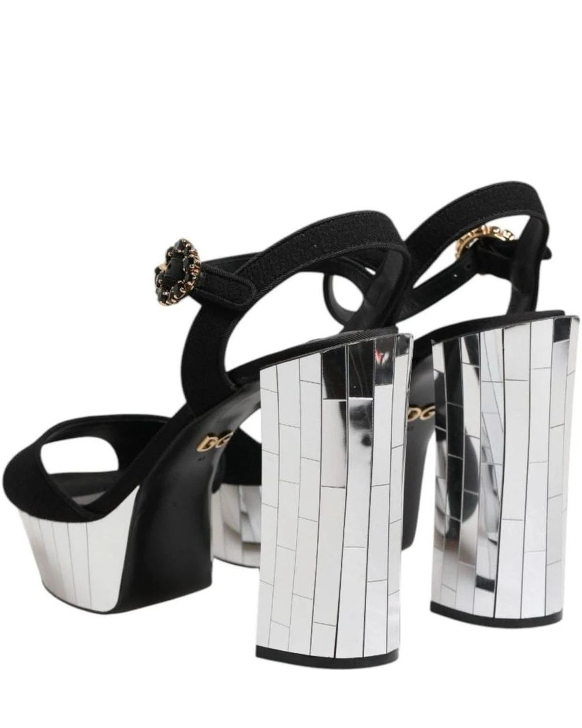 Dolce & Gabbana Black Crystal Ankle Strap Keira Sandals Shoes Heels