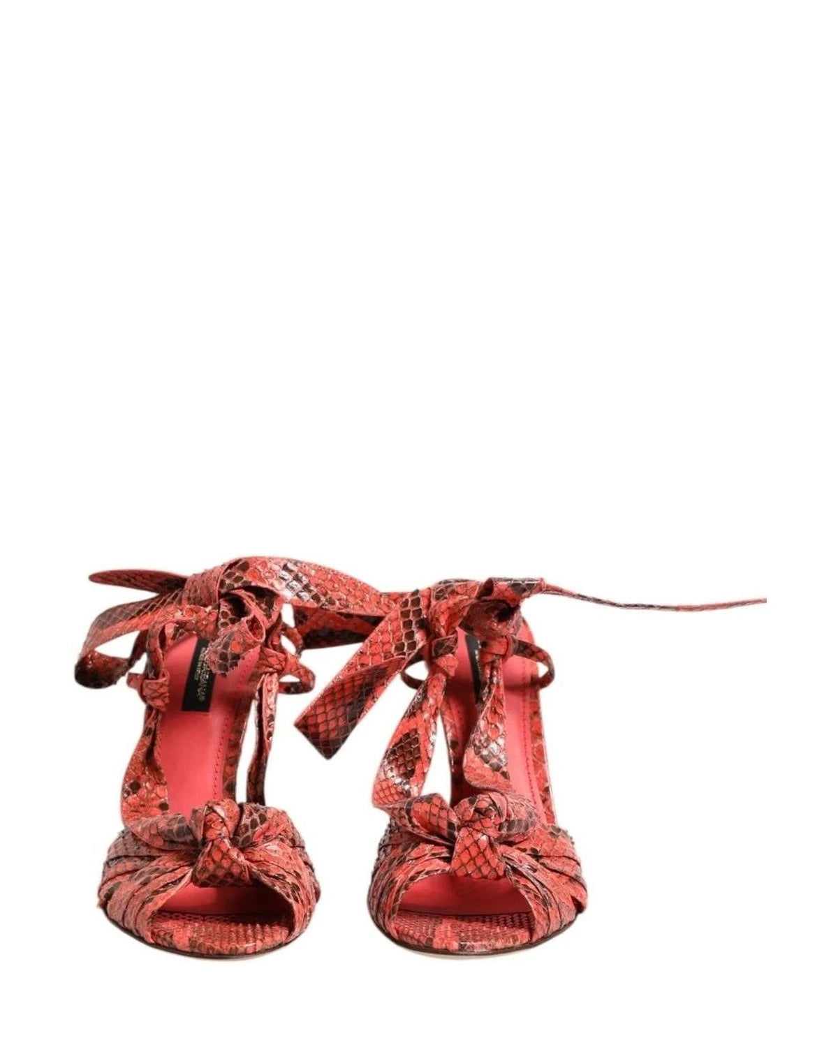 Dolce & Gabbana Coral Leather Python Heels Sandals Shoes Heels