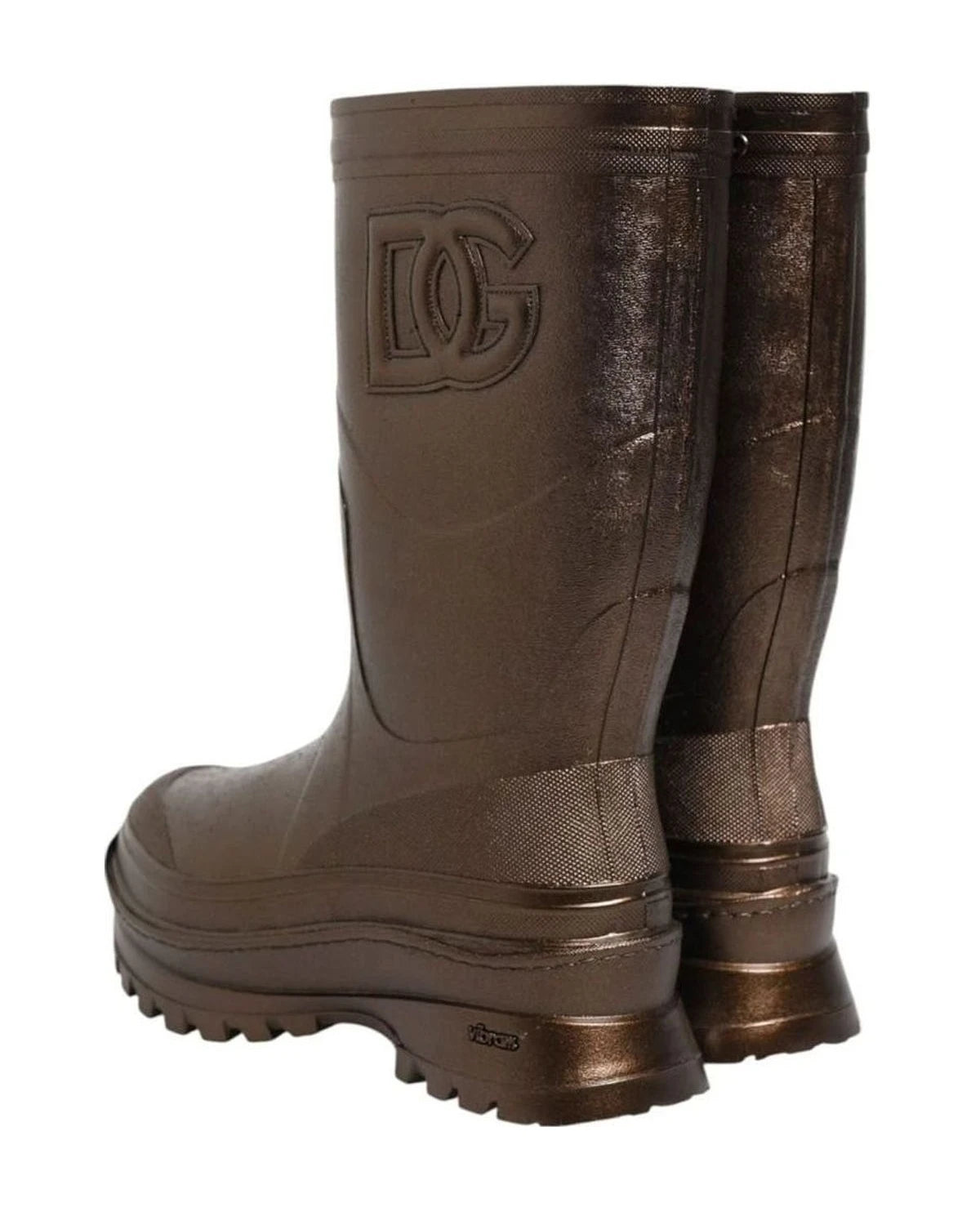 Dolce & Gabbana Bronze Metallic Pull On Rain Boots Shoes Boots