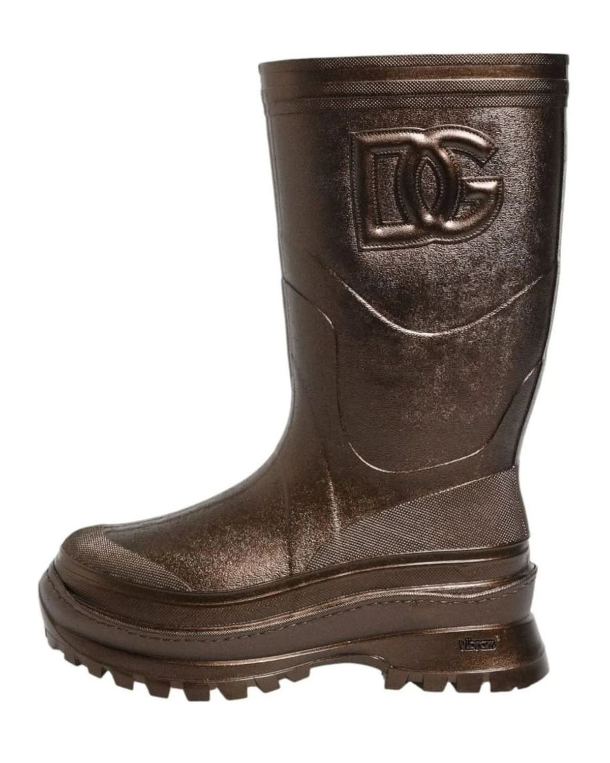 Dolce & Gabbana Bronze Metallic Pull On Rain Boots Shoes Boots