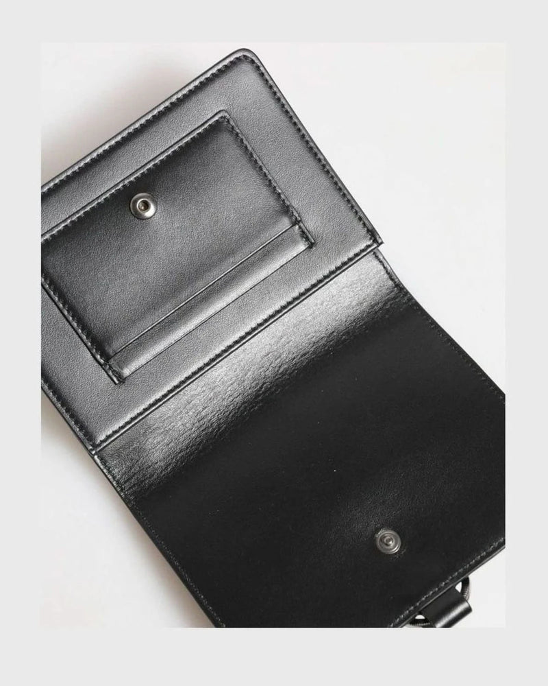 Dolce & Gabbana Black Leather Crystal Embellished Card Holder Wallet Card Cases