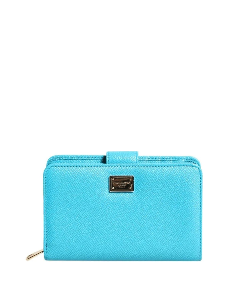 Dolce & Gabbana Light Blue Leather Bifold Continental Clutch Wallet Wallets