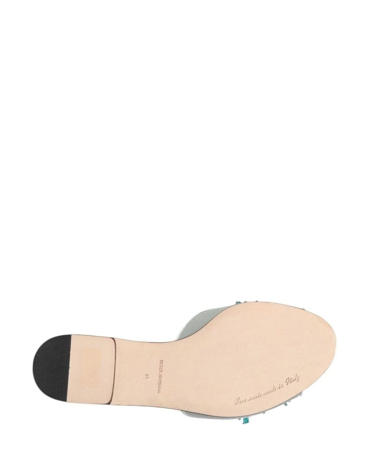 Dolce & Gabbana Blue Leather Bead Embellish Slide Shoes Sandals