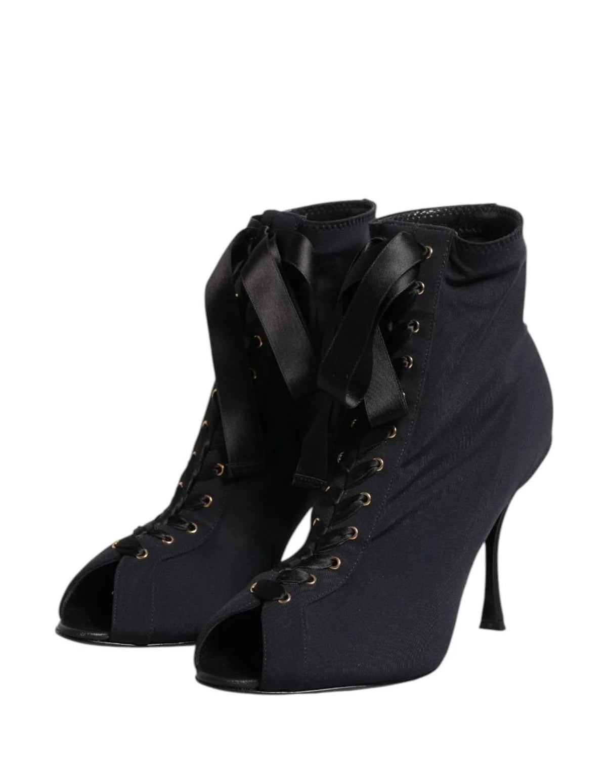 Dolce & Gabbana Black Lace Stiletto Heels Up Boots Shoes Boots