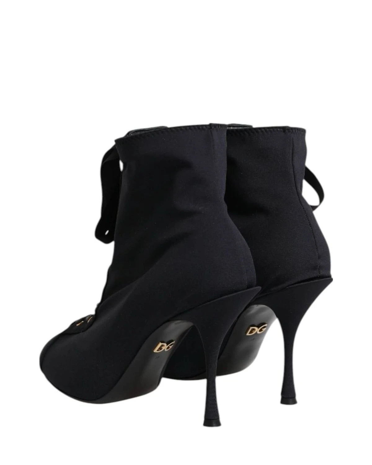Dolce & Gabbana Black Lace Stiletto Heels Up Boots Shoes Boots