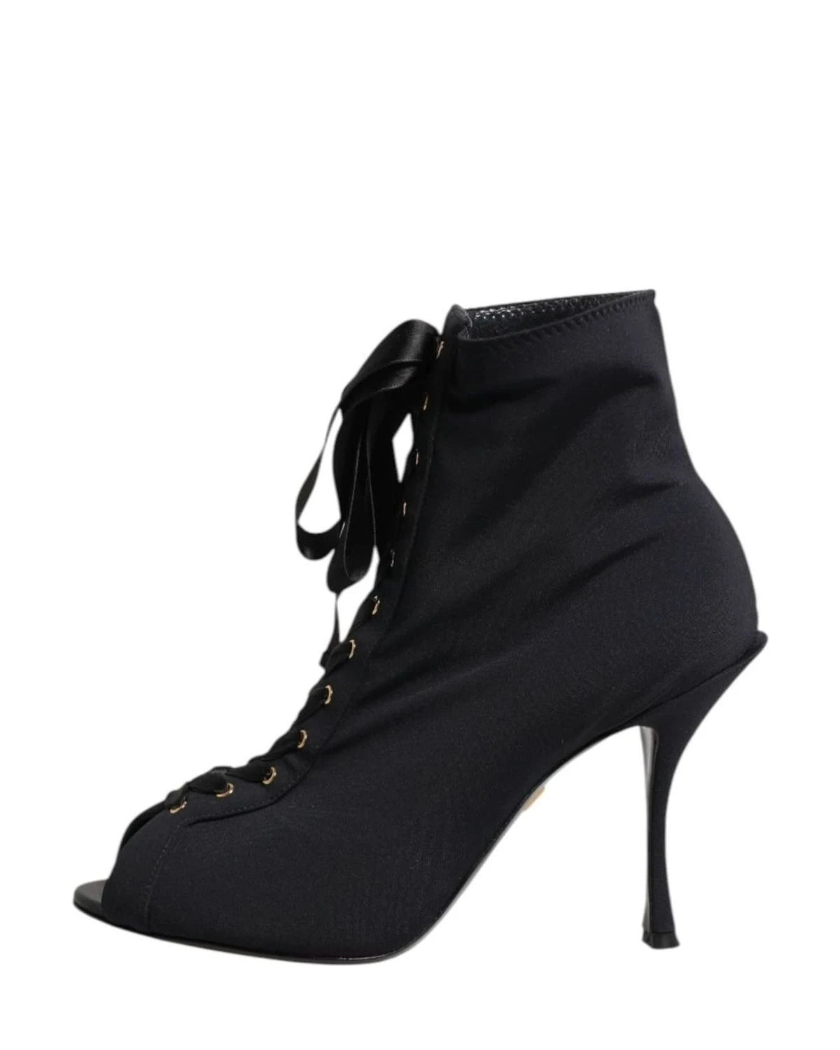 Dolce & Gabbana Black Lace Stiletto Heels Up Boots Shoes Boots