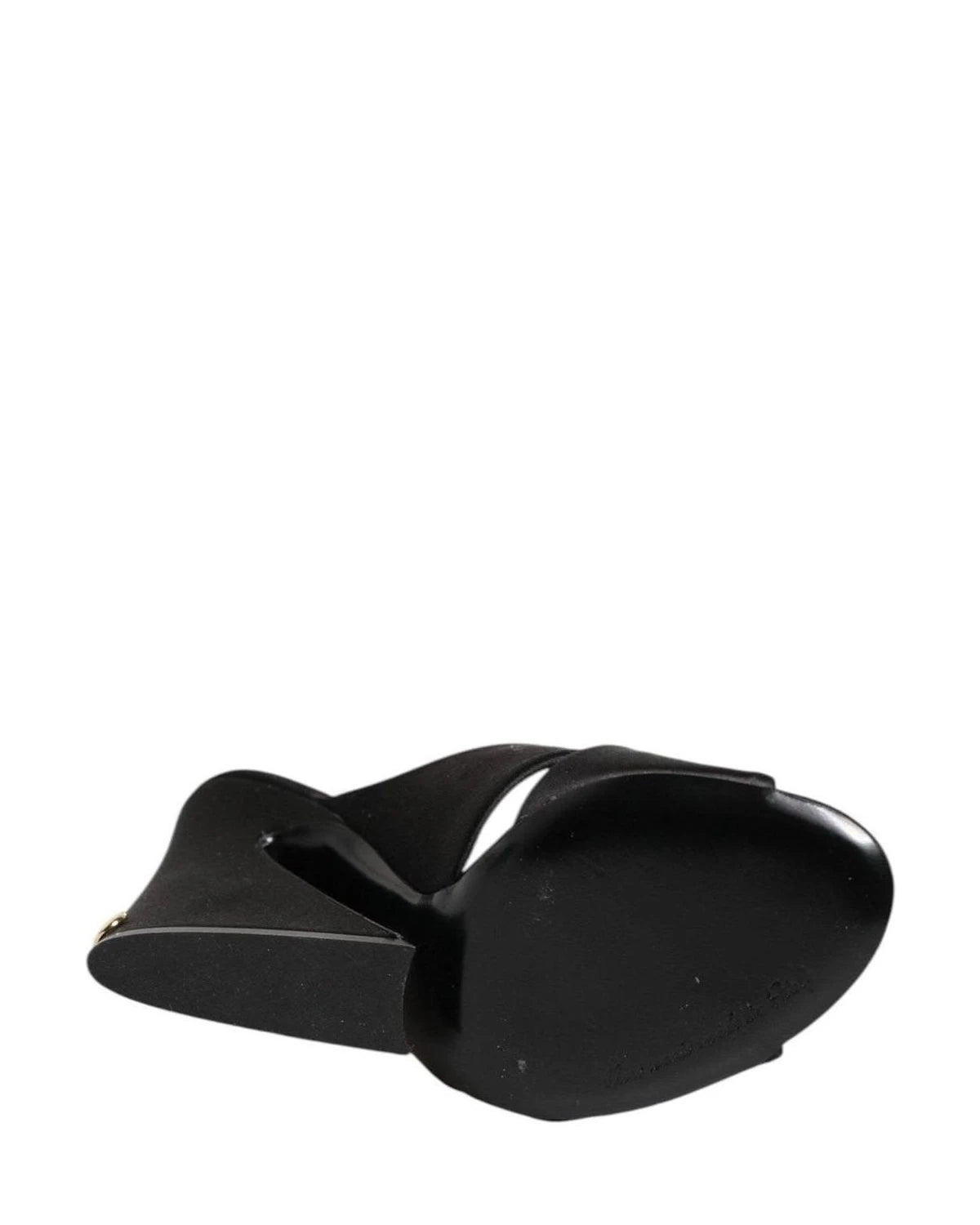 Dolce & Gabbana Black Satin Logo Keira Slides Sandals Shoes Heels