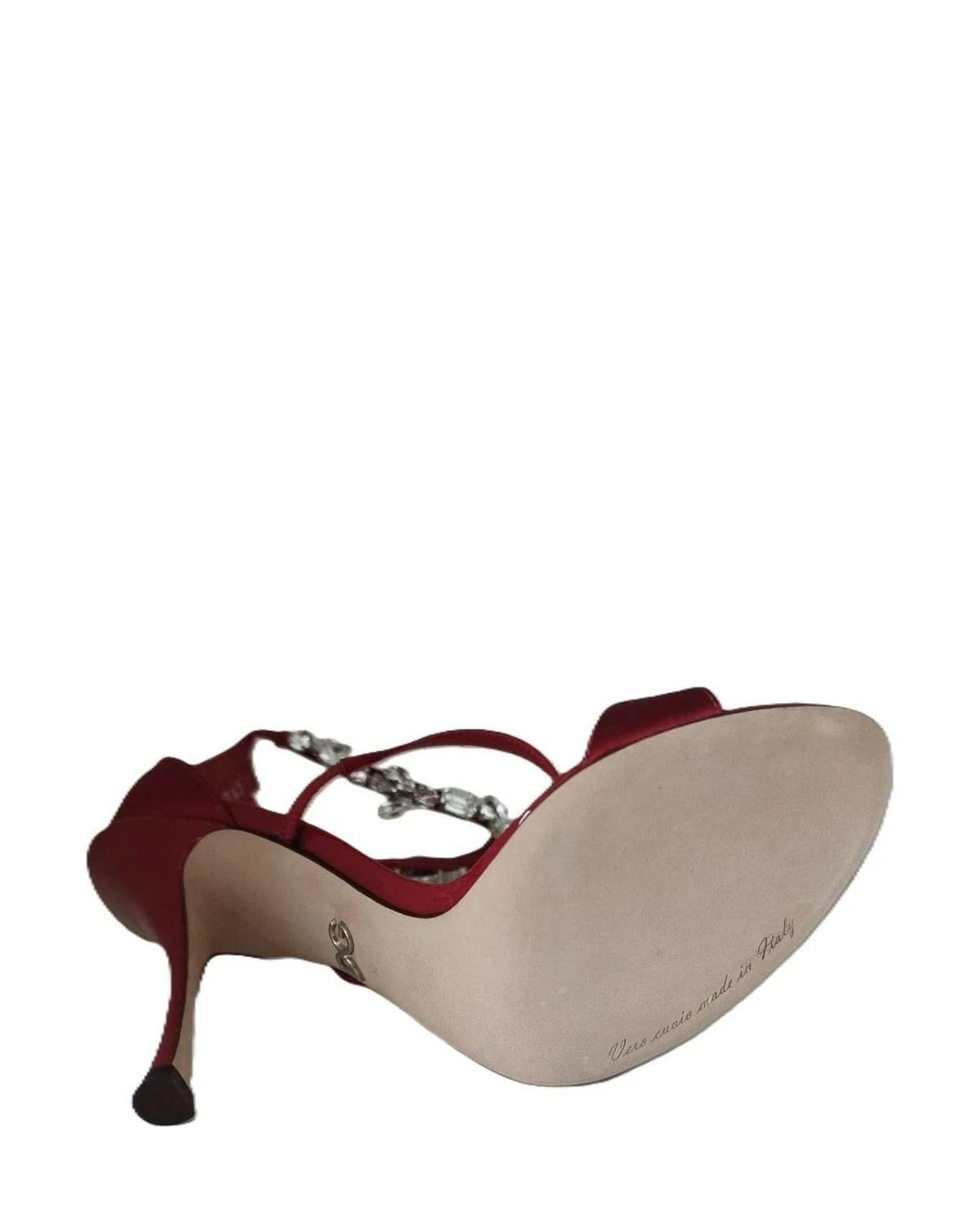 Dolce & Gabbana Red Satin Crystals Keira Sandals Heels Shoes Heels