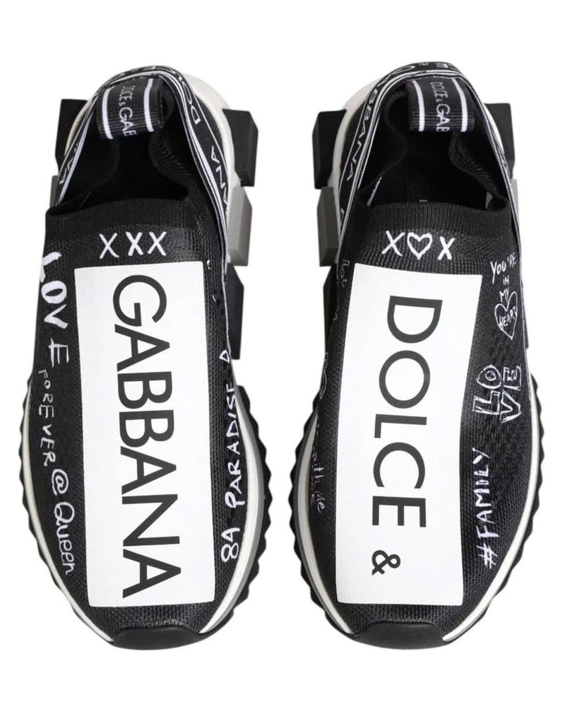 Dolce & Gabbana Black White Sorrento Low Top Sneakers Shoes Sneakers