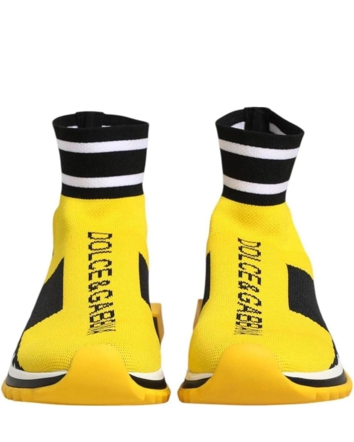 Dolce & Gabbana Black Yellow Sorrento Socks Sneakers Shoes Sneakers