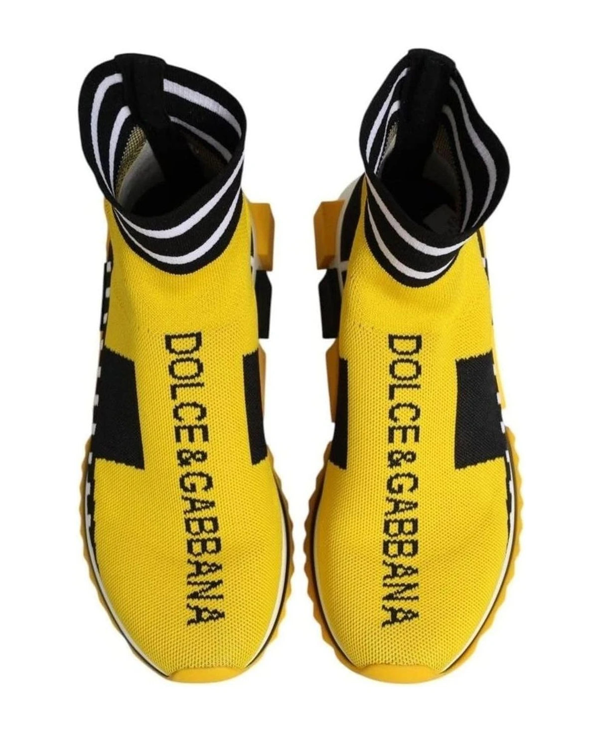 Dolce & Gabbana Black Yellow Sorrento Socks Sneakers Shoes Sneakers