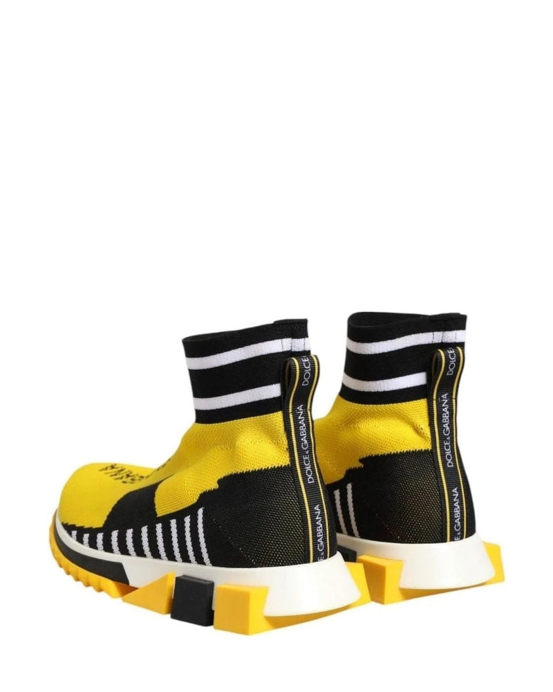 Dolce & Gabbana Black Yellow Sorrento Socks Sneakers Shoes Sneakers