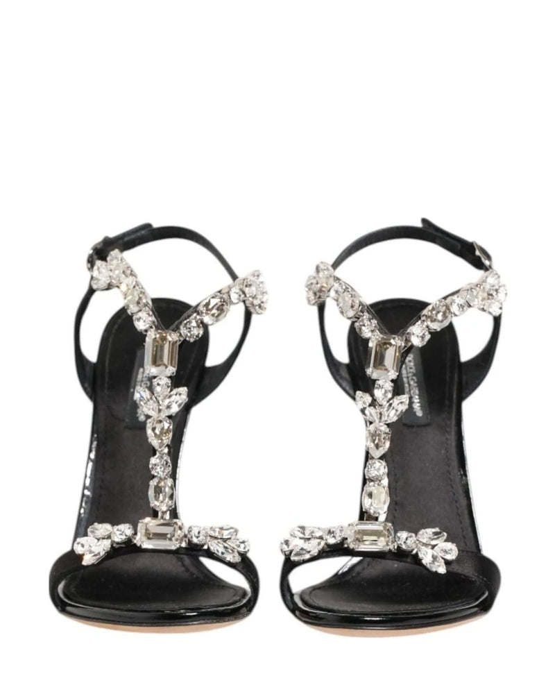 Dolce & Gabbana Black Keira Crystals Heels Sandals Shoes Heels