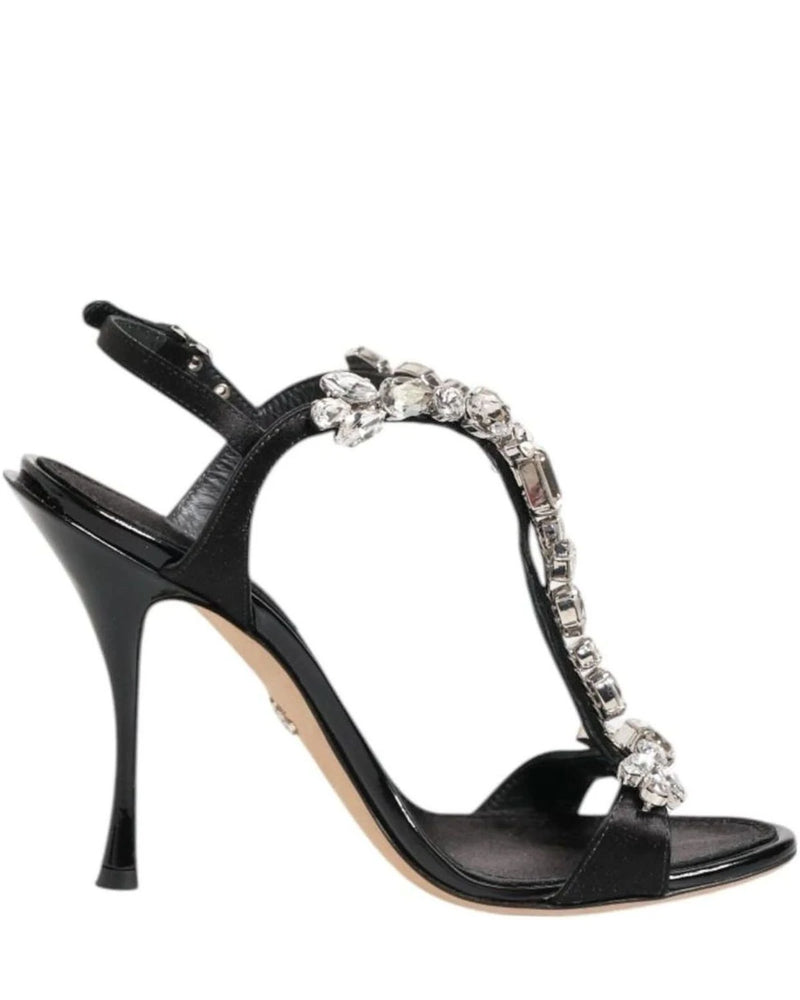 Dolce & Gabbana Black Keira Crystals Heels Sandals Shoes Heels
