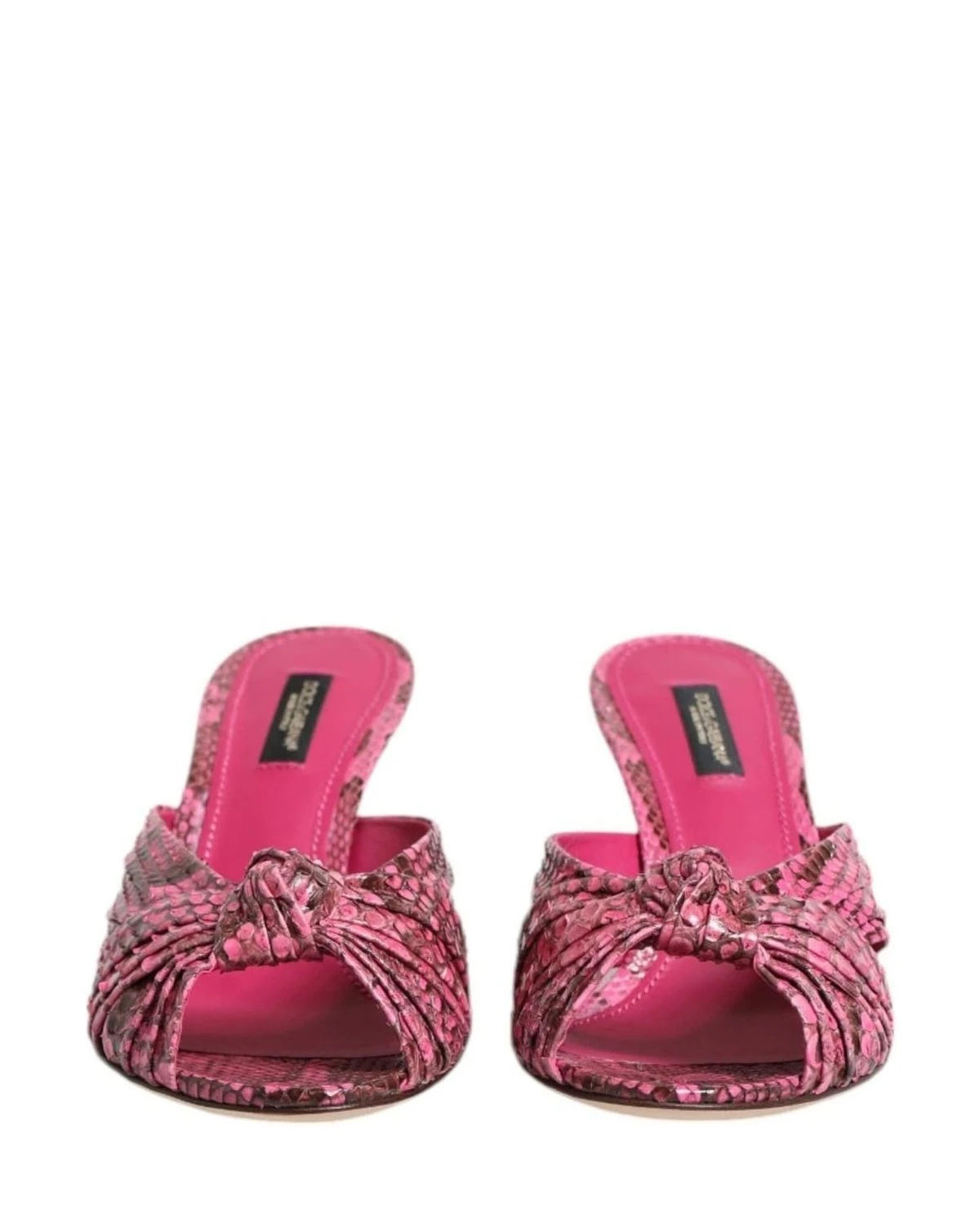 Dolce & Gabbana Pink Leather Heels Slides Sandals Shoes Heels