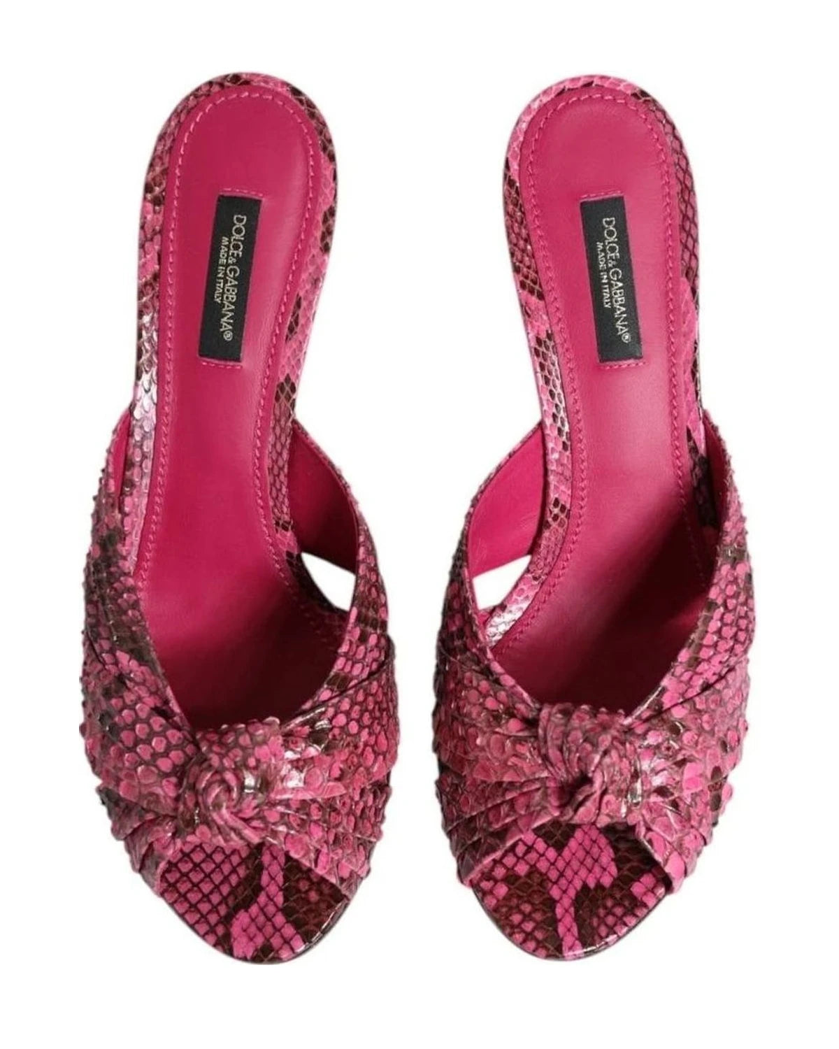 Dolce & Gabbana Pink Leather Heels Slides Sandals Shoes Heels