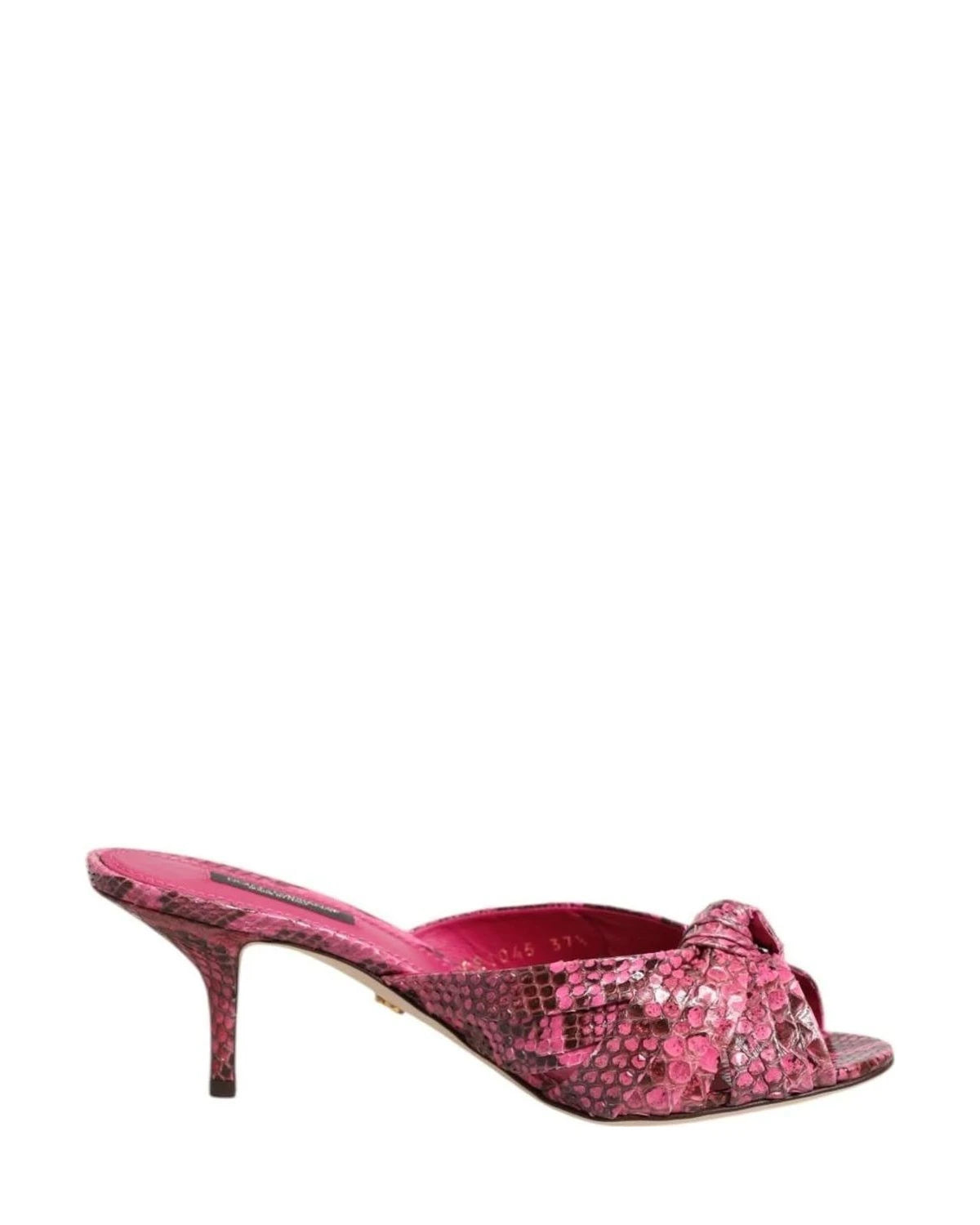 Dolce & Gabbana Pink Leather Heels Slides Sandals Shoes Heels