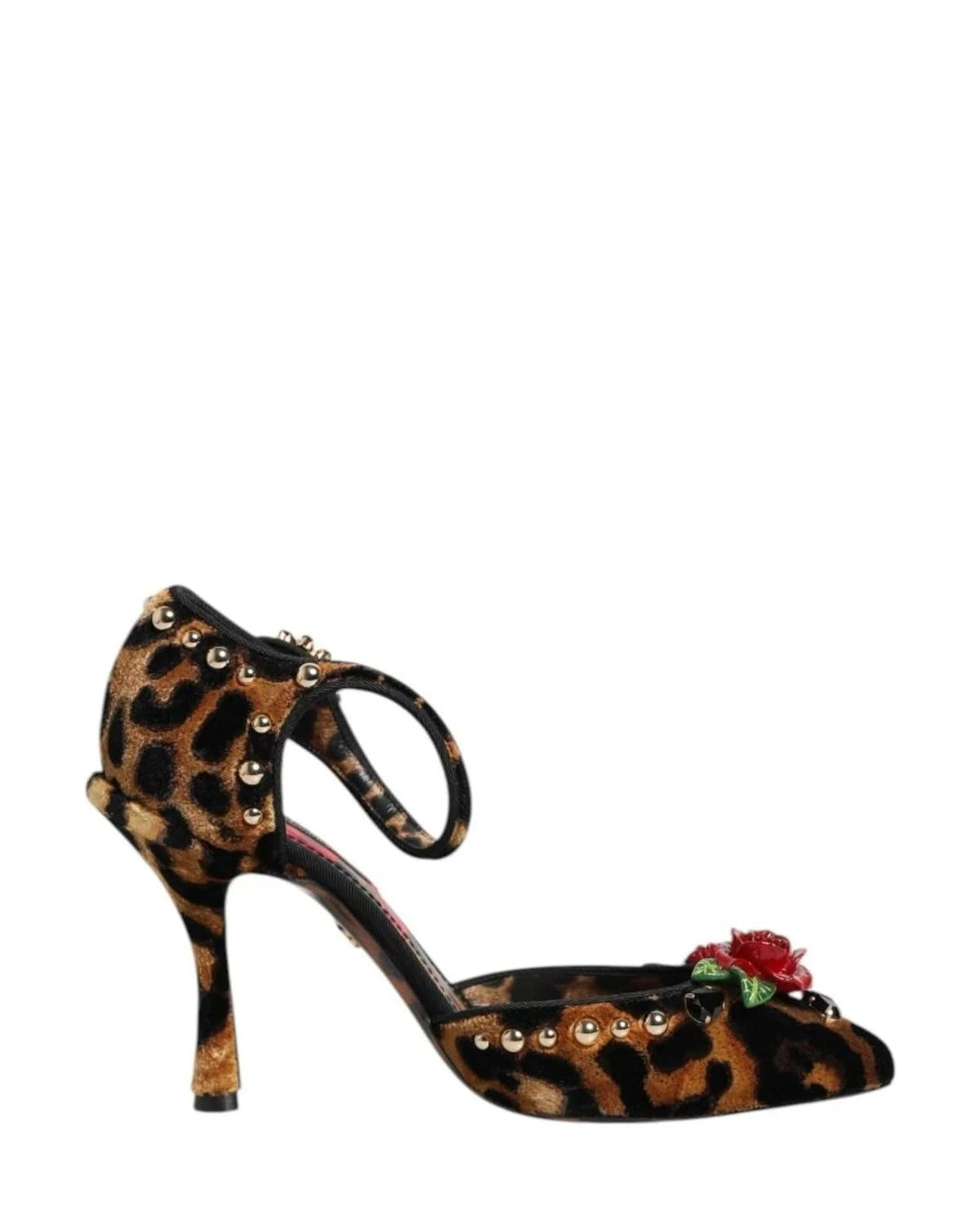 Dolce & Gabbana Brown Leopard Crystal Roses Pumps Shoes Heels