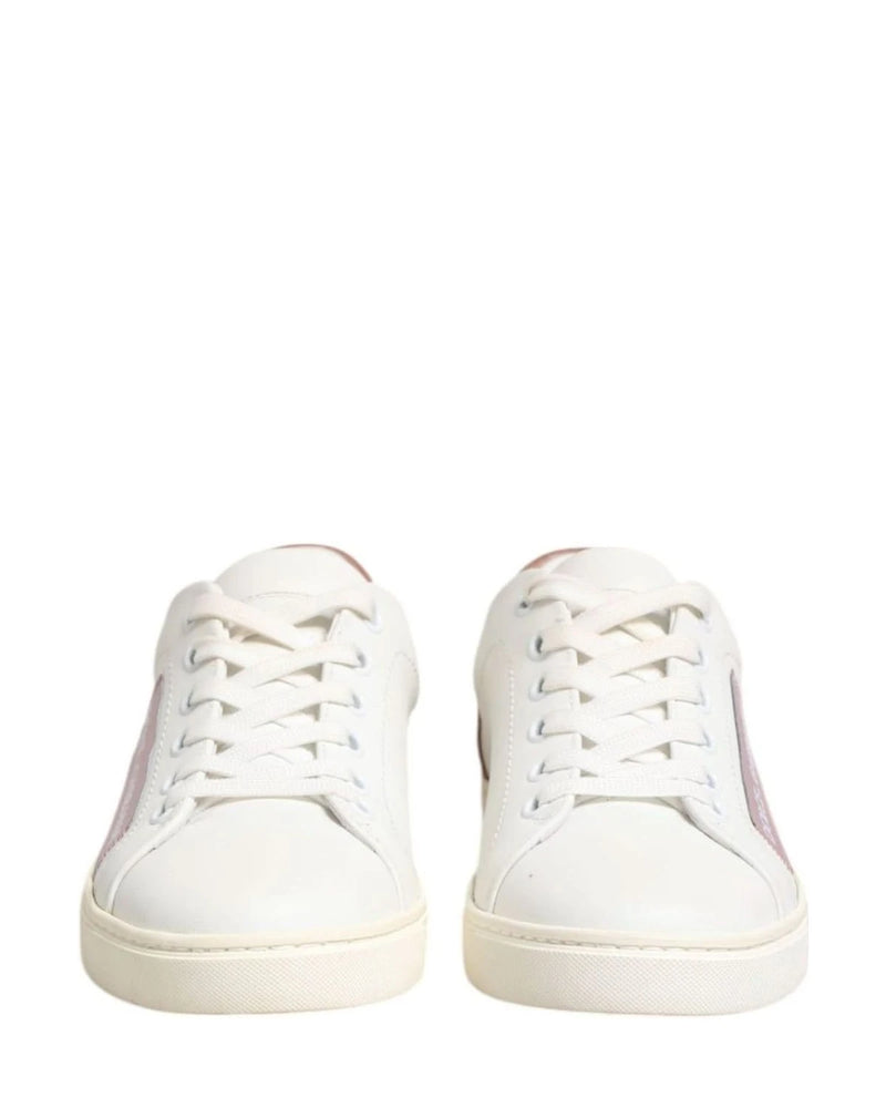 Dolce & Gabbana White Leather Low Top Sneakers Shoes Sneakers