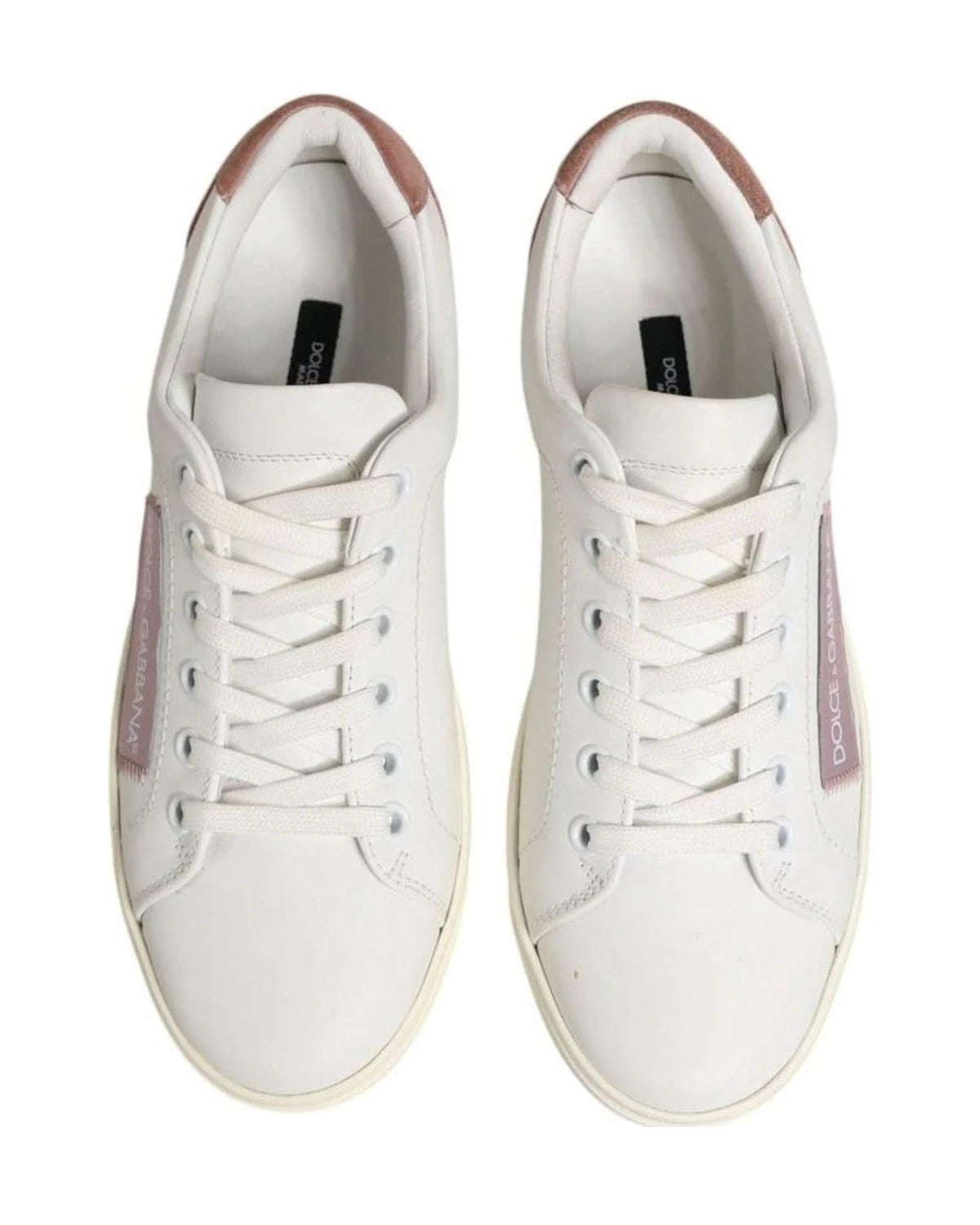 Dolce & Gabbana White Leather Low Top Sneakers Shoes Sneakers
