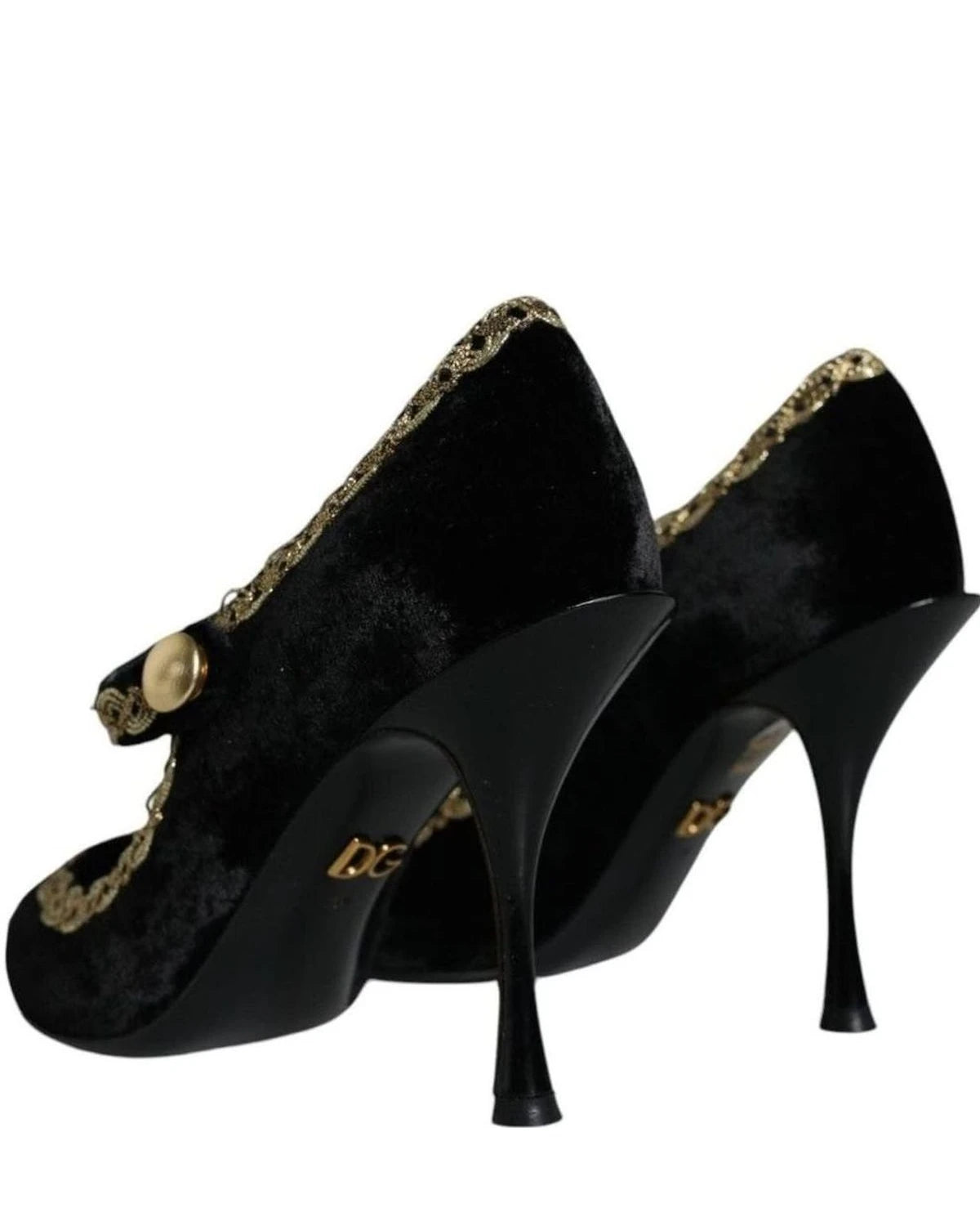 Dolce & Gabbana Black Velvet Mary Janes Pumps Shoes Heels