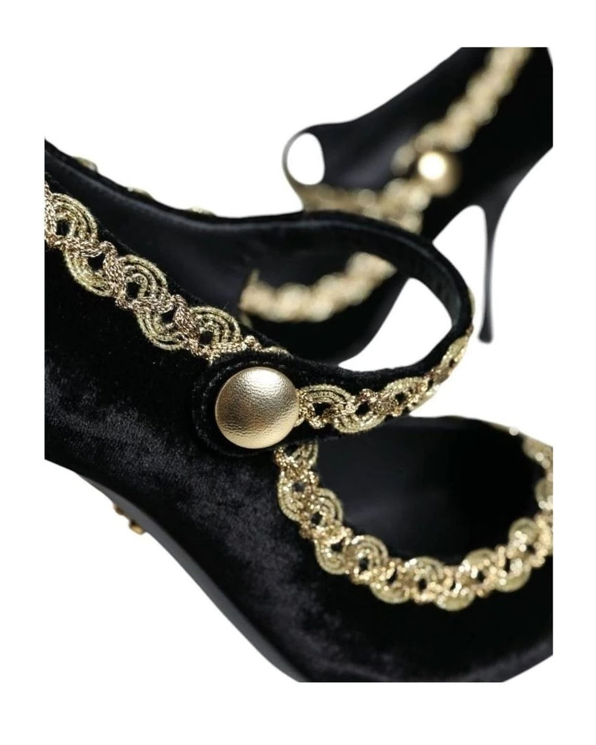Dolce & Gabbana Black Velvet Mary Janes Pumps Shoes Heels