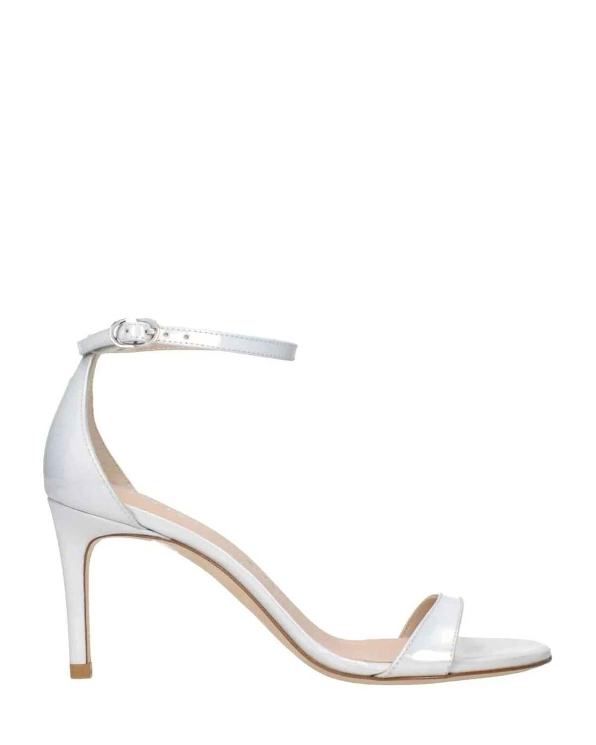 Stuart Weitzman White Leather Stiletto Heels Sandals Heels